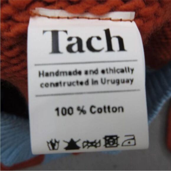 Tach Linette Stripe Sweater Sz L Rust Red Aqua Blue Coastal Grandpa Prep Sporty - Picture 9 of 14